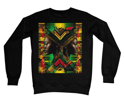 African Print Red Green Yellow Twin Energy  Crew Neck Sweatshirt - D'Sare