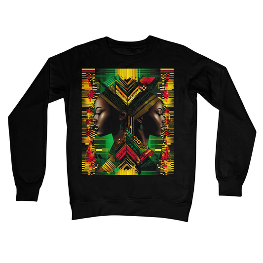 African Print Red Green Yellow Twin Energy  Crew Neck Sweatshirt - D'Sare