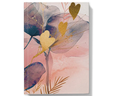 Peachy Blue Golden Flora Escape  Hardback Journal - D'Sare