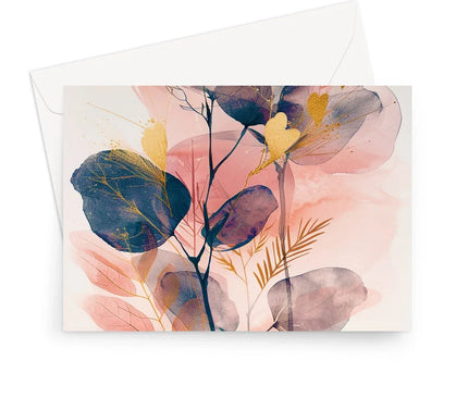 Peachy Blue Golden Flora Escape  Greeting Card - D'Sare