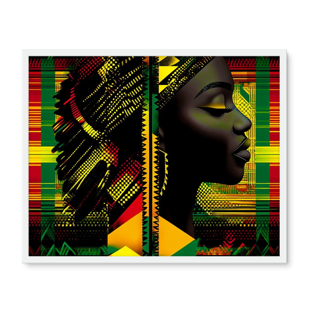 Abstract Red and Green Black Queen Fusion Framed Photo Tile