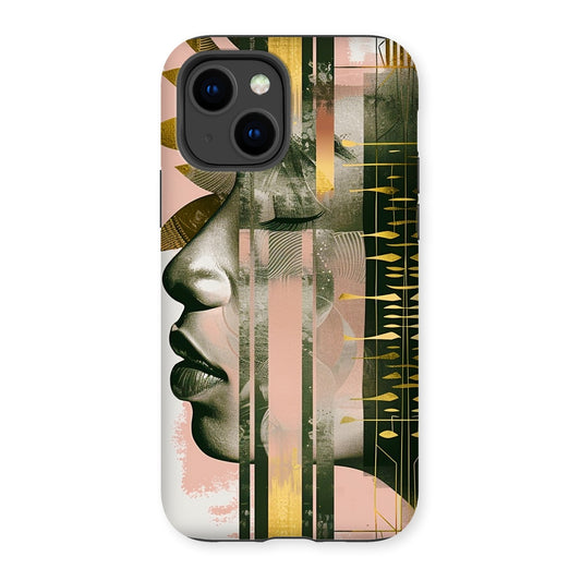 Echoes of Life: Afrocentric Meditation Peach and Gold Abstract Art Eclectic  Tough Phone Case