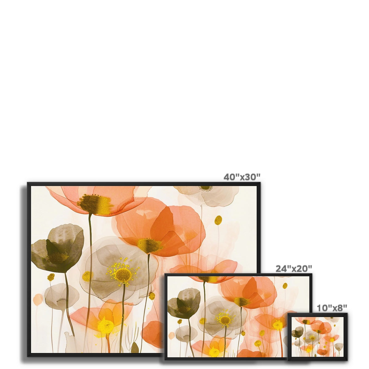 Poppy Echoes Golden Peach Escape 06 Eclectic Art Framed Canvas - D'Sare