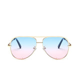 Retro Gradient Metal Frame Pilot Sunglasses - UV400 Designer Shades for Men & Women