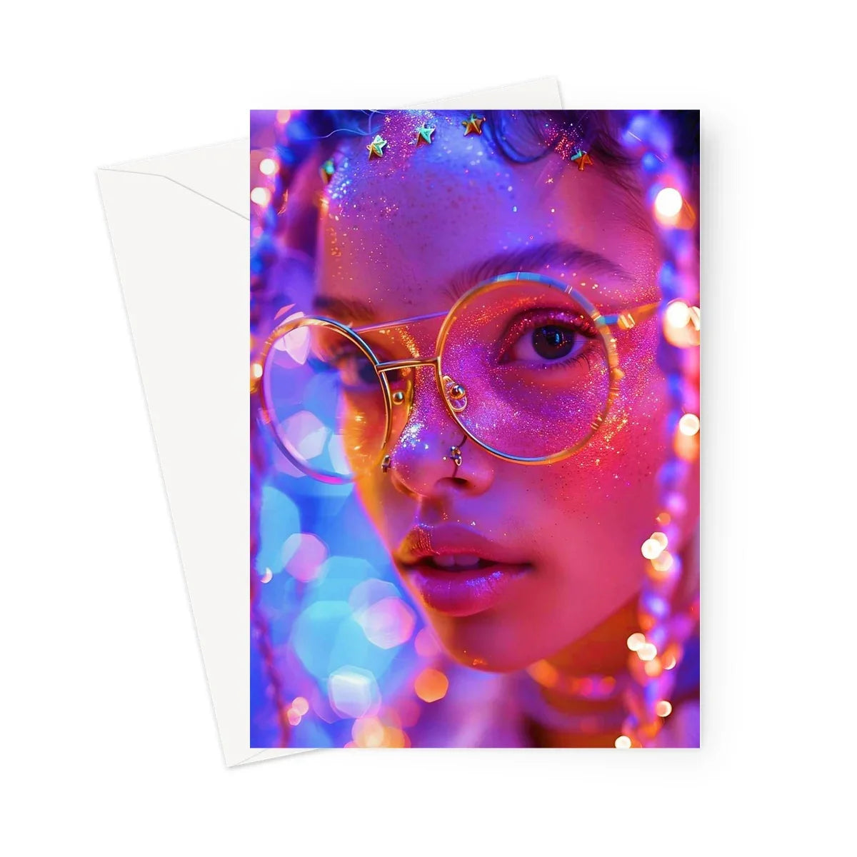 Woman Cosmic Radiance Dreamy Stardust  Greeting Card - D'Sare
