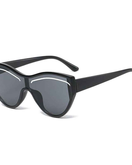 New Personality Cat Eye Sunglasses Female Trend Street Shot One-Piece Sunglasses Candy Color Eyebrow Glasses by eprolo