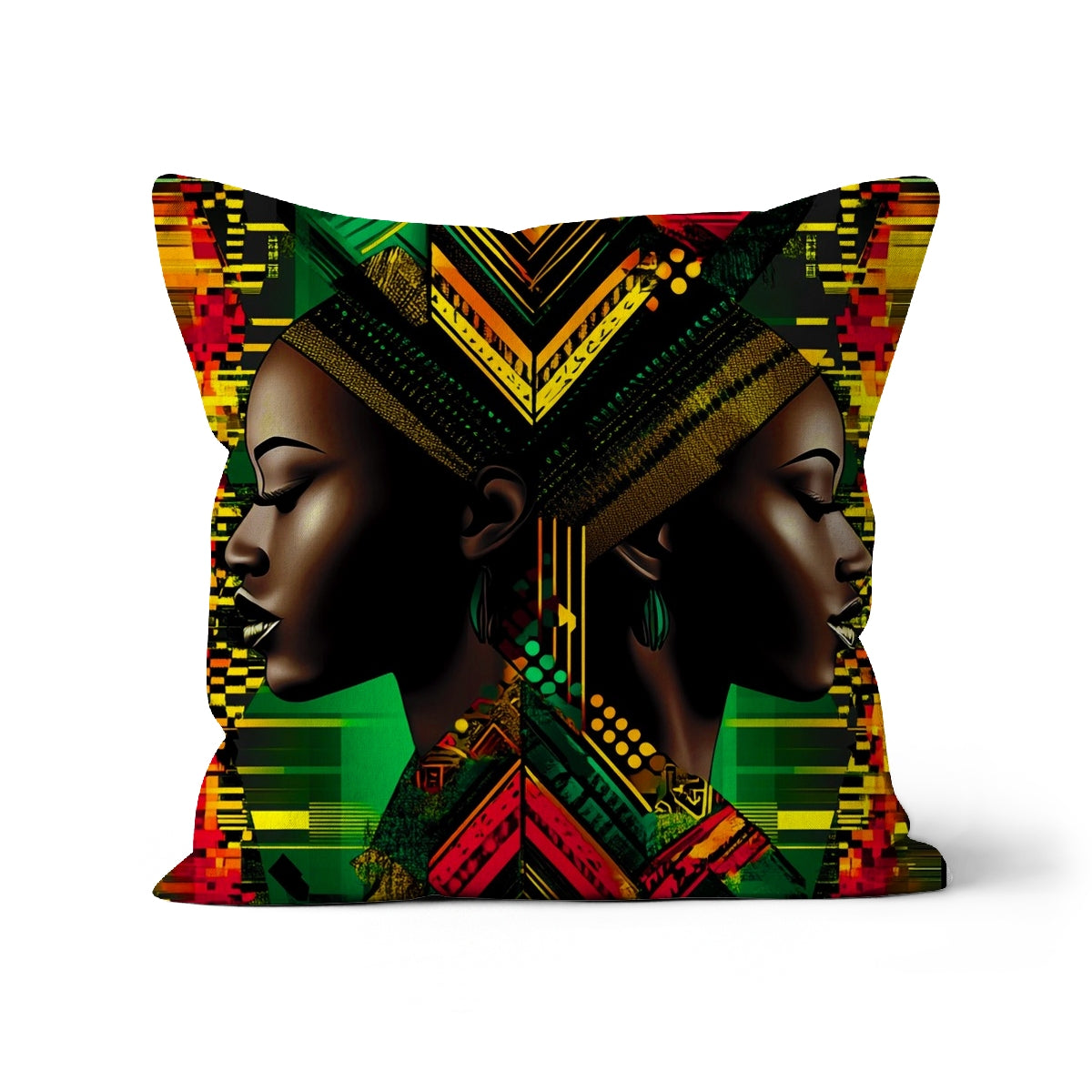 African Print Red Green Yellow Twin Energy  Cushion - D'Sare