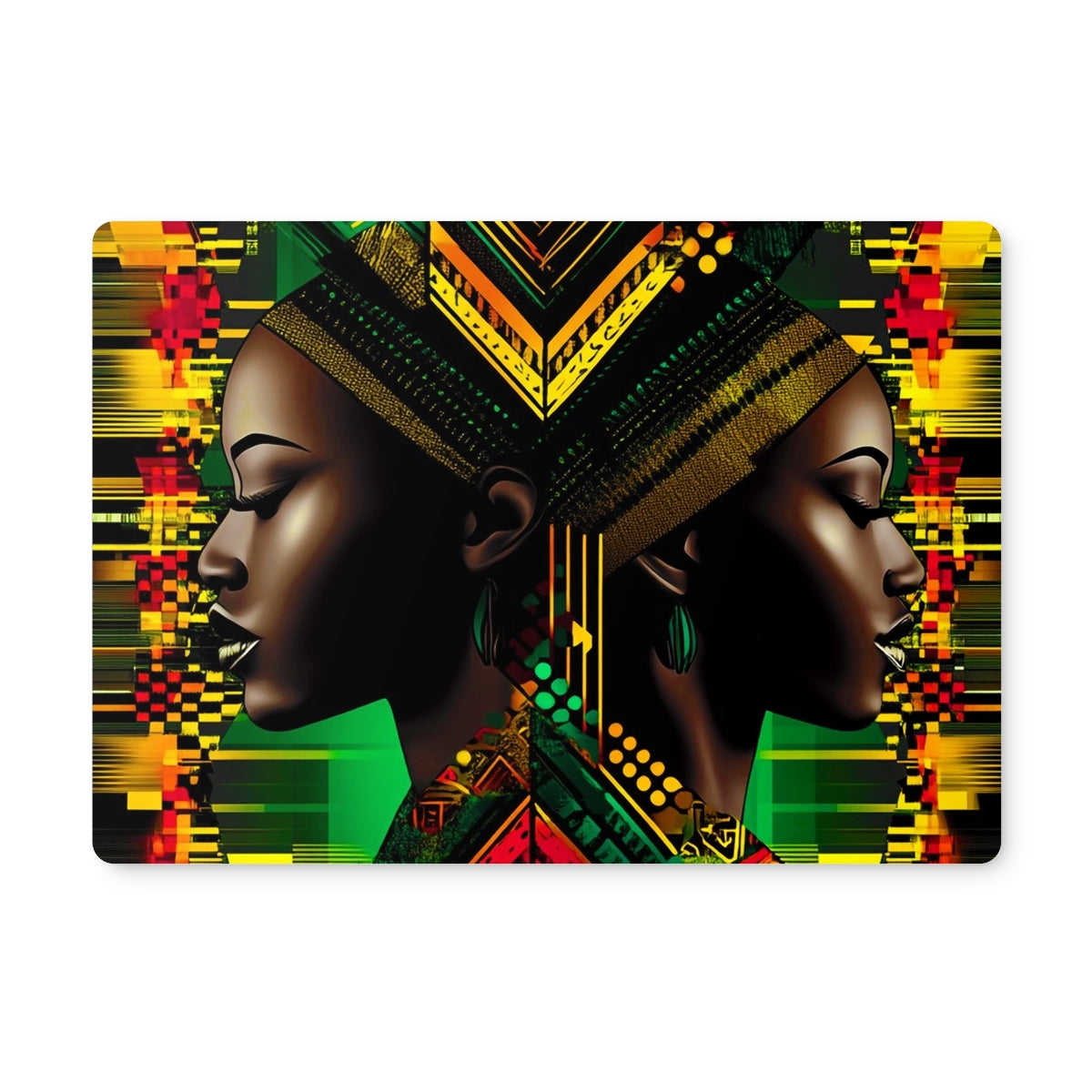 African Print Red Green Yellow Twin Energy  Placemat - D'Sare