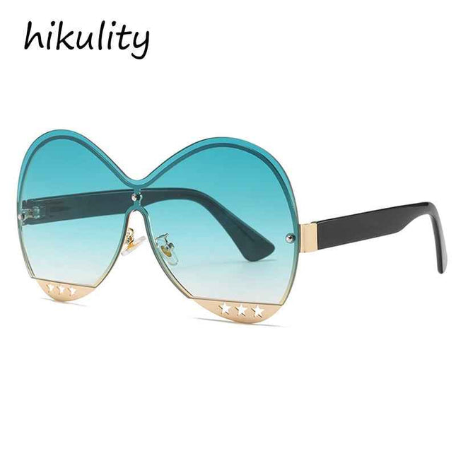 Gradual Color Runway Sunglasses Female Fashion Hollowed Out Five-Star Metal Trend Sunglasses by eprolo