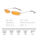 Small Orange Rimless Rectangle Sunglasses Tiny Narrow Frameless Tint Sun Glasses Shades