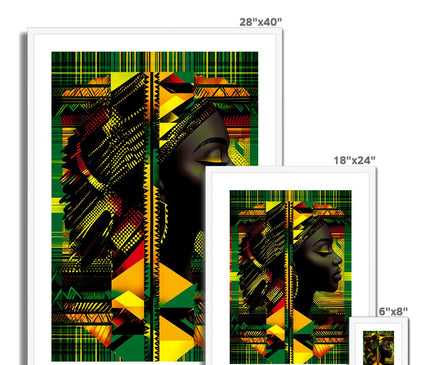 Abstract Red and Green Black Queen Fusion Framed & Mounted Print