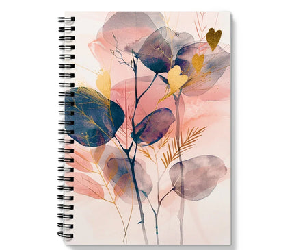 Peachy Blue Golden Flora Escape  Notebook - D'Sare