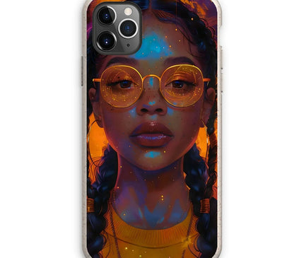 Solar Flare Radiant Soul  Beautiful Black Girl  Eco Phone Case - D'Sare