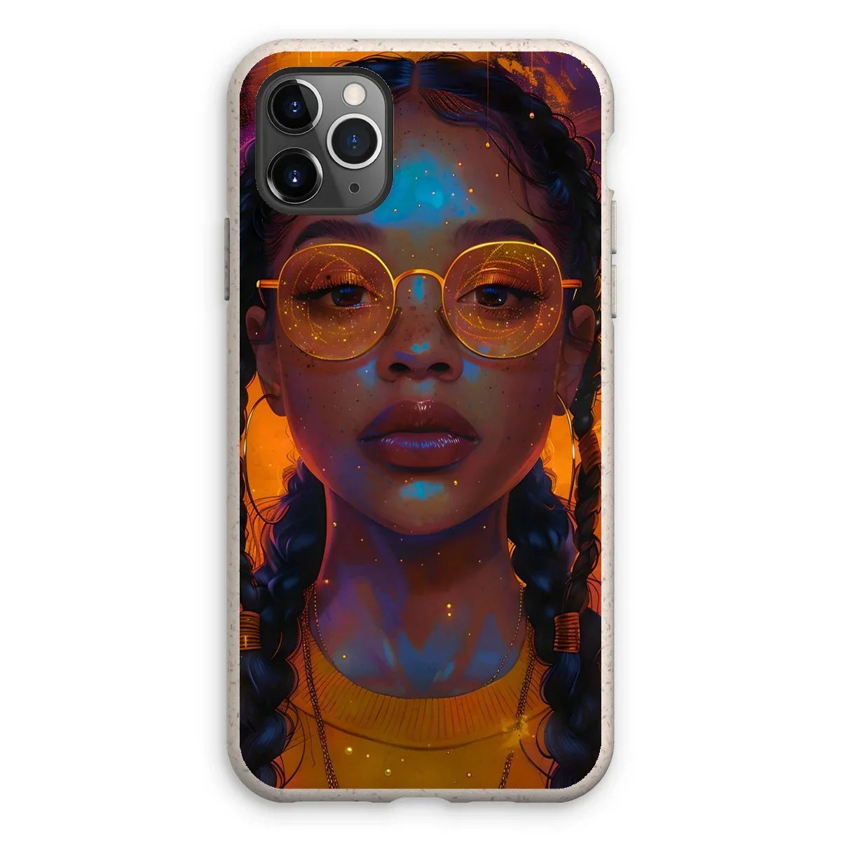 Solar Flare Radiant Soul  Beautiful Black Girl  Eco Phone Case - D'Sare