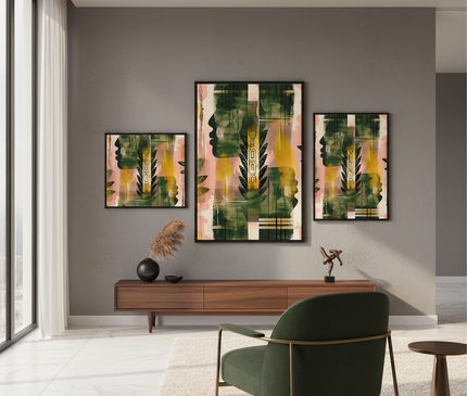 Echos of Duality Golden Pink Reflection Framed Canvas