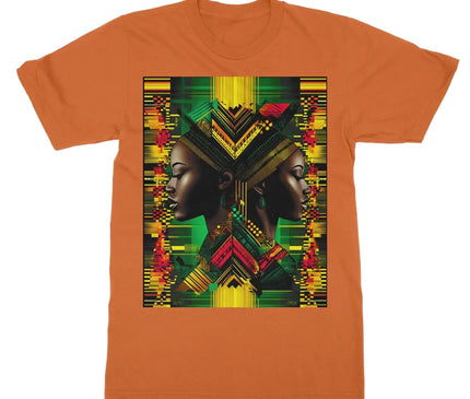 African Print Red Green Yellow Twin Energy  Softstyle T-Shirt - D'Sare