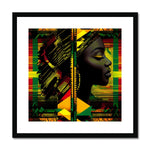 Abstract Red and Green Black Queen Fusion Framed & Mounted Print