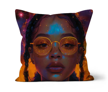 Solar Flare Radiant Soul  Beautiful Black Girl  Cushion - D'Sare