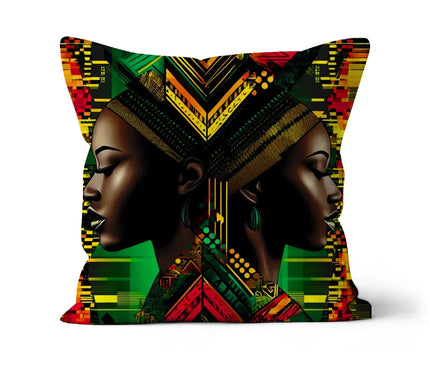 African Print Red Green Yellow Twin Energy  Cushion - D'Sare