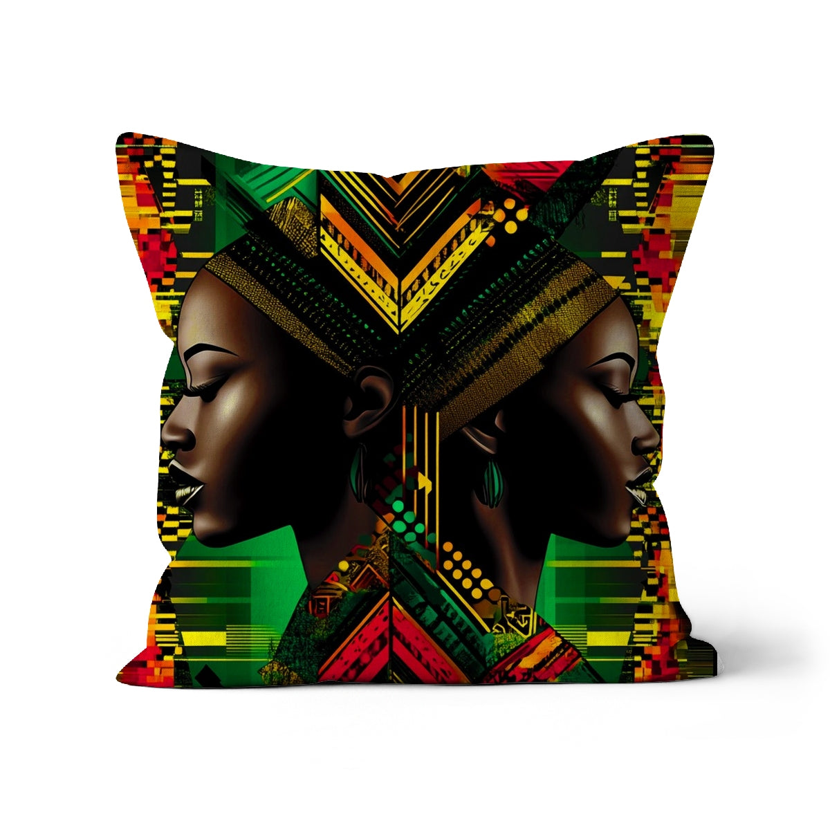 African Print Red Green Yellow Twin Energy  Cushion - D'Sare