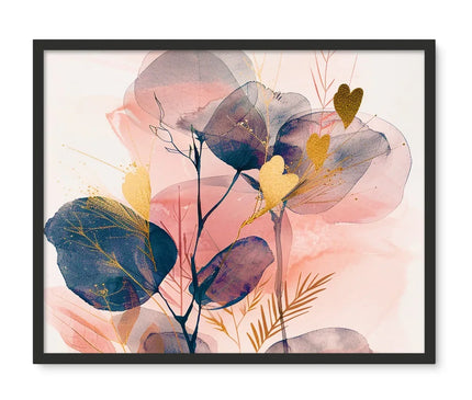 Peachy Blue Golden Flora Escape  Framed Photo Tile - D'Sare