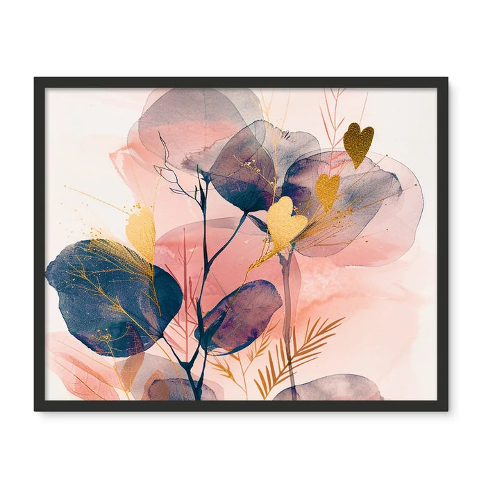 Peachy Blue Golden Flora Escape  Framed Photo Tile