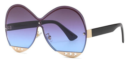 Gradual Color Runway Sunglasses Female Fashion Hollowed Out Five-Star Metal Trend Sunglasses