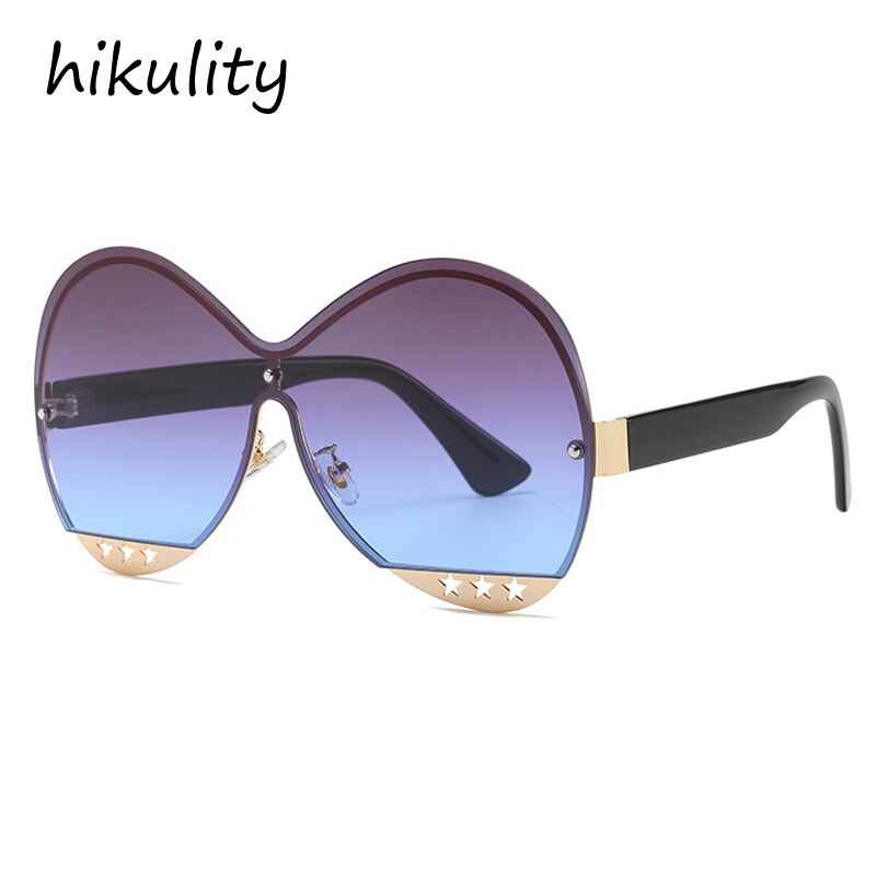 Gradual Color Runway Sunglasses Female Fashion Hollowed Out Five-Star Metal Trend Sunglasses by eprolo