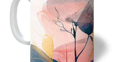 Peachy Blue Golden Flora Escape Mug by Prodigi