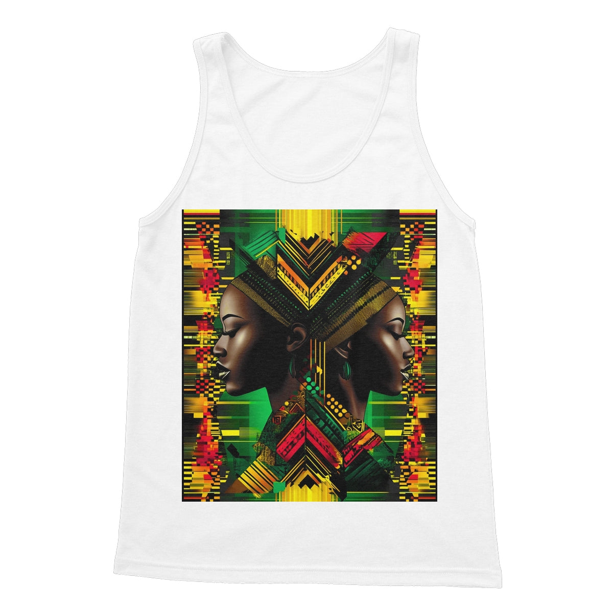 African Print Red Green Yellow Twin Energy  Softstyle Tank Top - D'Sare