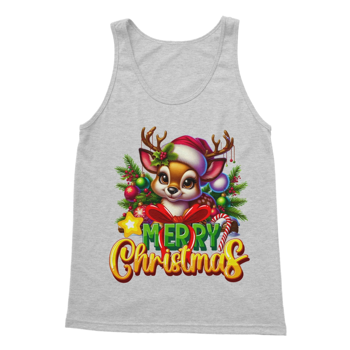 Reindeer Merry Christmas  Softstyle Tank Top