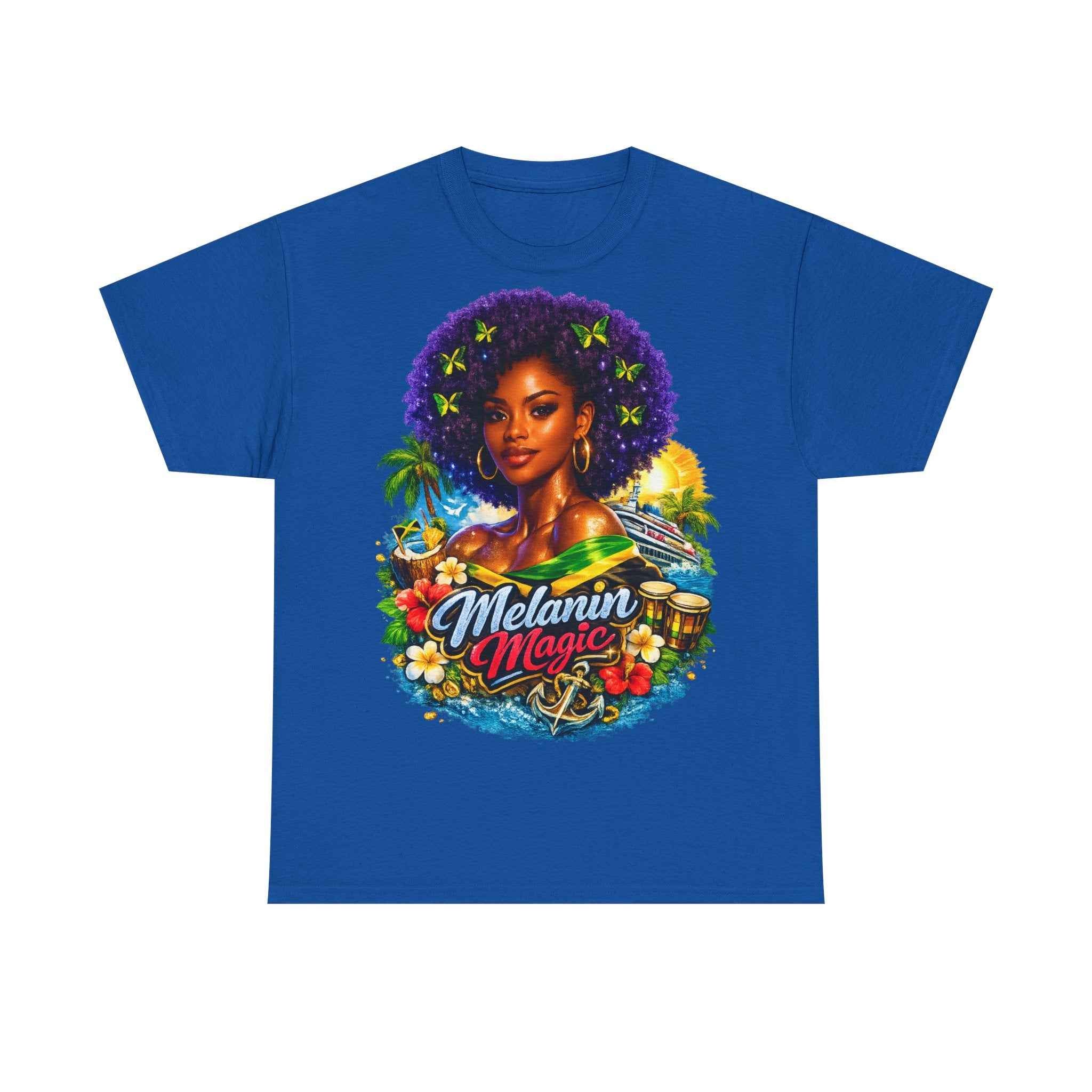 Melanin Magic Jamaica Portrait T-Shirt — Afrocentric Floral Tee