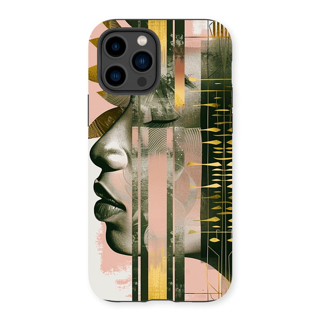 Peach and Gold Abstract Tough Phone Case