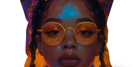 Solar Flare Radiant Soul Beautiful Black Girl Cushion by Prodigi