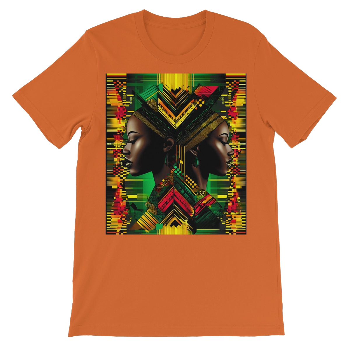 African Print Red Green Yellow Twin Energy  Unisex Short Sleeve T-Shirt - D'Sare