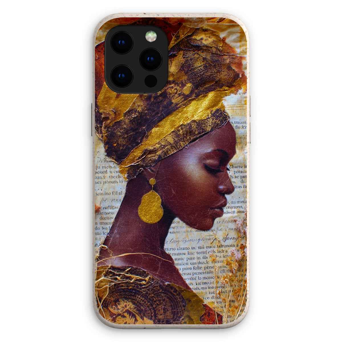 Eco Friendly Bioplastic Bamboo Fibre Phone Case With Gold Headwrap