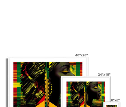 Abstract Red and Green Black Queen Fusion Framed & Mounted Print