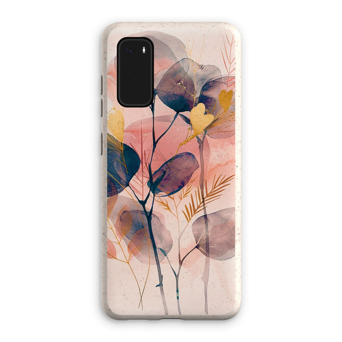 Peachy Blue Golden Flora Escape  Eco Phone Case - D'Sare