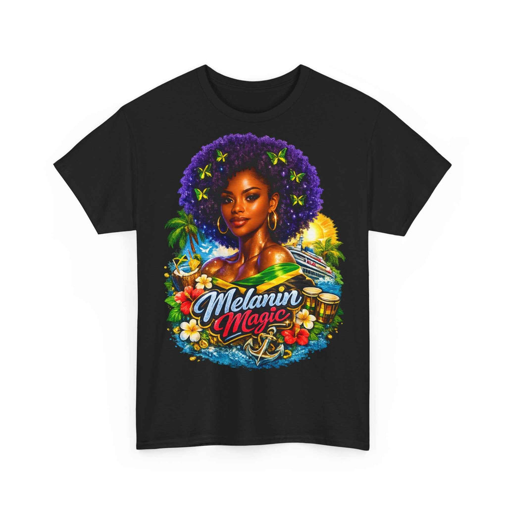 Melanin Magic Jamaica Portrait T-Shirt — Afrocentric Floral Tee