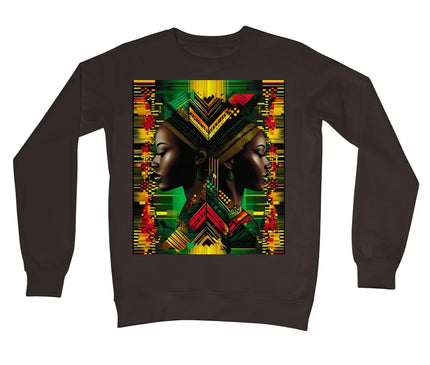 African Print Red Green Yellow Twin Energy  Crew Neck Sweatshirt - D'Sare