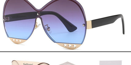 Gradual Color Runway Sunglasses Female Fashion Hollowed Out Five-Star Metal Trend Sunglasses