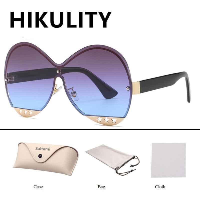 Gradual Color Runway Sunglasses Female Fashion Hollowed Out Five-Star Metal Trend Sunglasses by eprolo