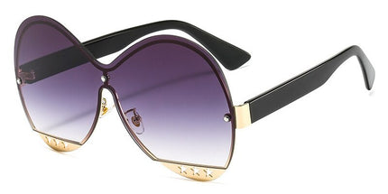 Gradual Color Runway Sunglasses Female Fashion Hollowed Out Five-Star Metal Trend Sunglasses