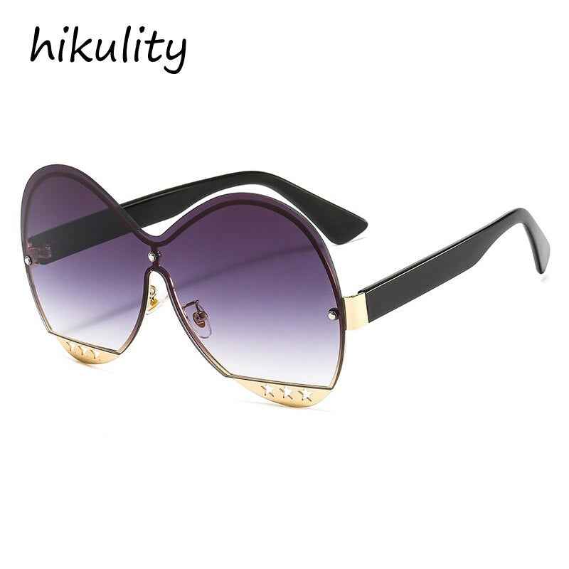 Gradual Color Runway Sunglasses Female Fashion Hollowed Out Five-Star Metal Trend Sunglasses by eprolo