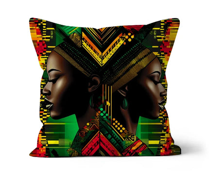African Print Red Green Yellow Twin Energy  Cushion - D'Sare