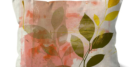 Peach Golden Leafy Escape 06 Cushion by Prodigi