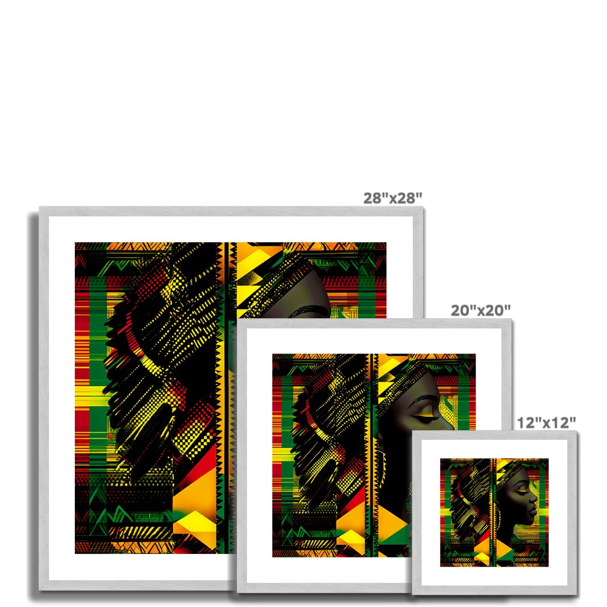 Abstract Red and Green Black Queen Fusion Antique Framed & Mounted Print