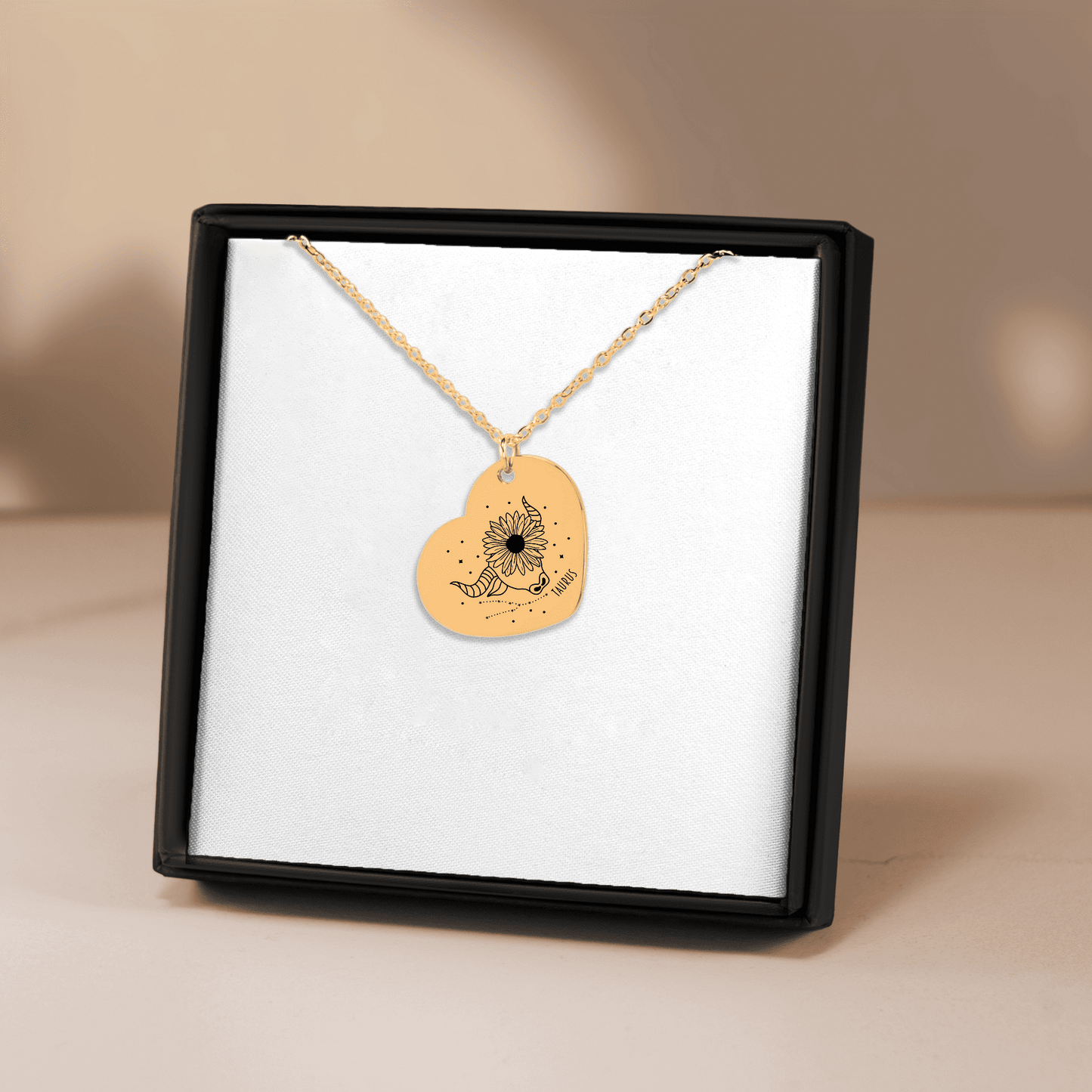 D'Sare Taurus Zodiac Sign Heart Necklace