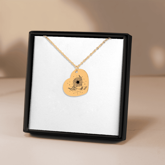 D'Sare Taurus Zodiac Sign Heart Necklace
