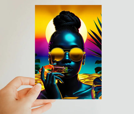 Tropical Sunset Dreams : Neon Vibes  Classic Postcard - D'Sare
